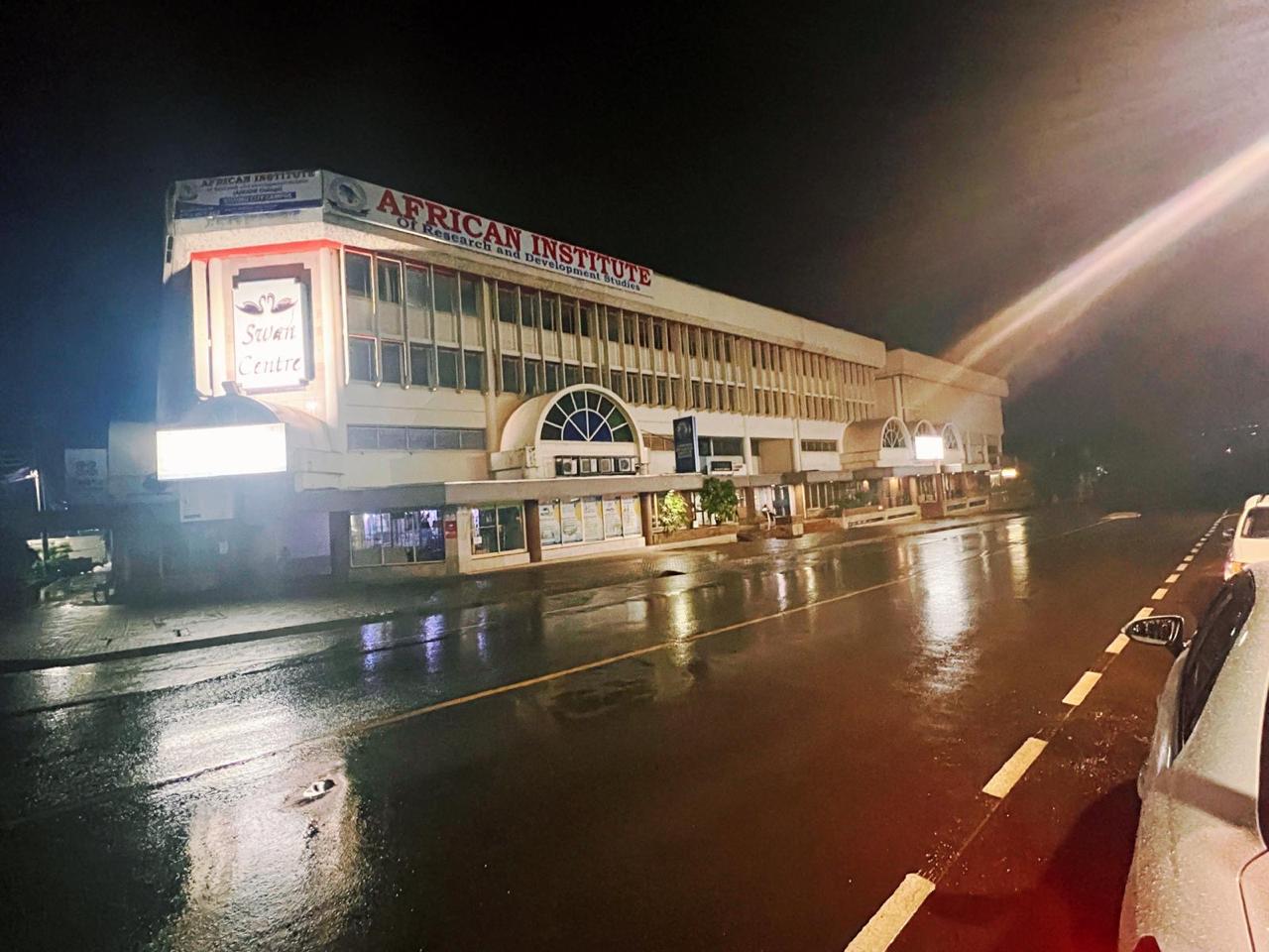 Swan Centre exterior at night